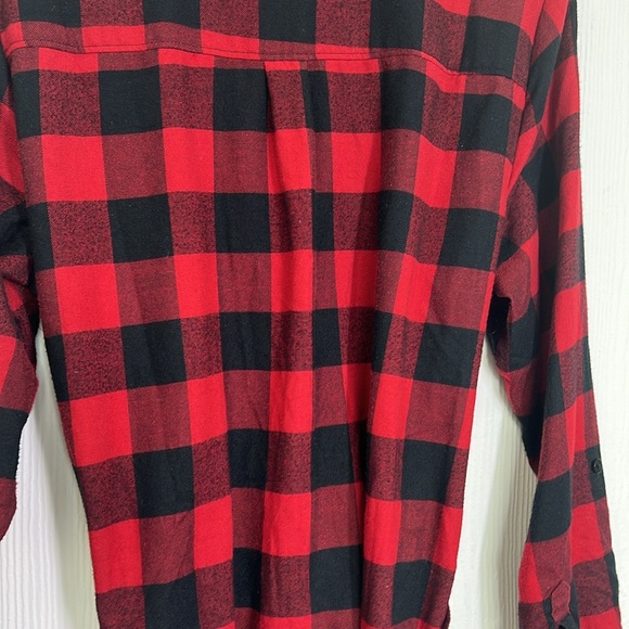 Abercrombie &Fitch -Buffalo Red & Black Plaid Flannel Button Down Shirt Dress XL - Picture 12 of 12